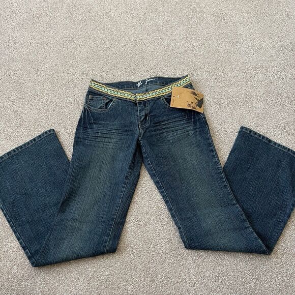 Vintage Y2K Dfx Jeans Sequin Belt Wrap Around Low Rise Wide Leg 5 - Picture 1 of 8